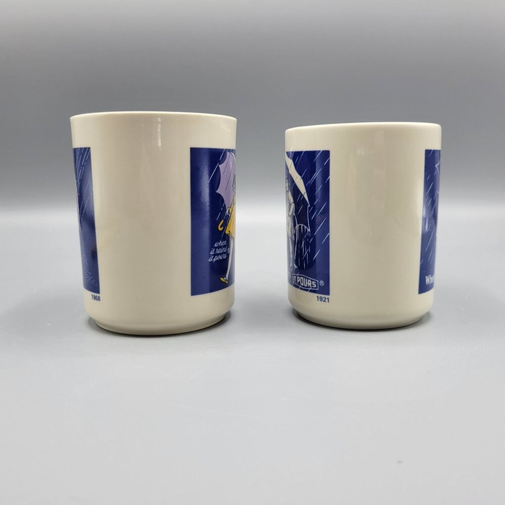 Morton Salt Vintage Mug Set Of 4 Ceramic Coffee Cups 1914 1921 1956 1968 Designs - Picture 9 of 16
